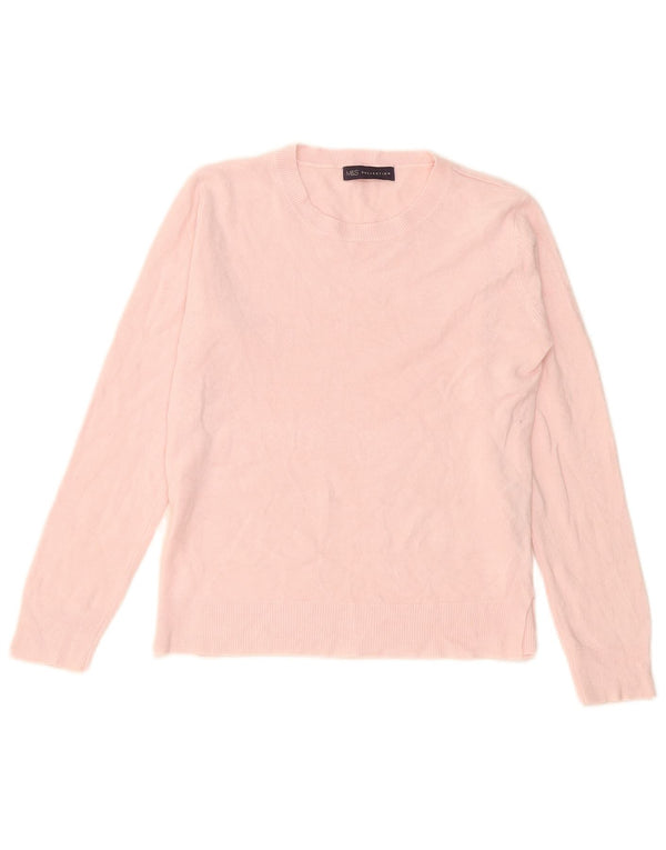 Marks & Spencer Womens Crew Neck Jumper Sweater UK 10 Small Pink Acrylic