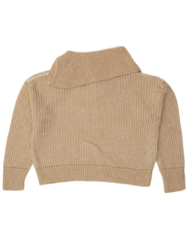 STEFANEL Maglione da donna oversize con collo a bottoni UK 16 Large Beige