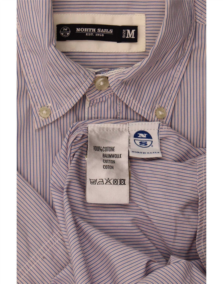 Camicia a maniche corte grafica da uomo North Sails in cotone gessato blu medio
