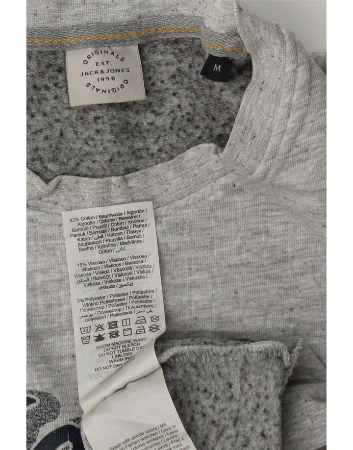 JACK & JONES Felpa con grafica da uomo Maglione in cotone screziato grigio medio