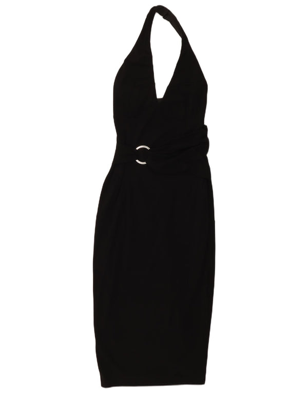 Abito senza maniche alla caviglia da donna Karen Millen UK 10 piccolo acetato nero