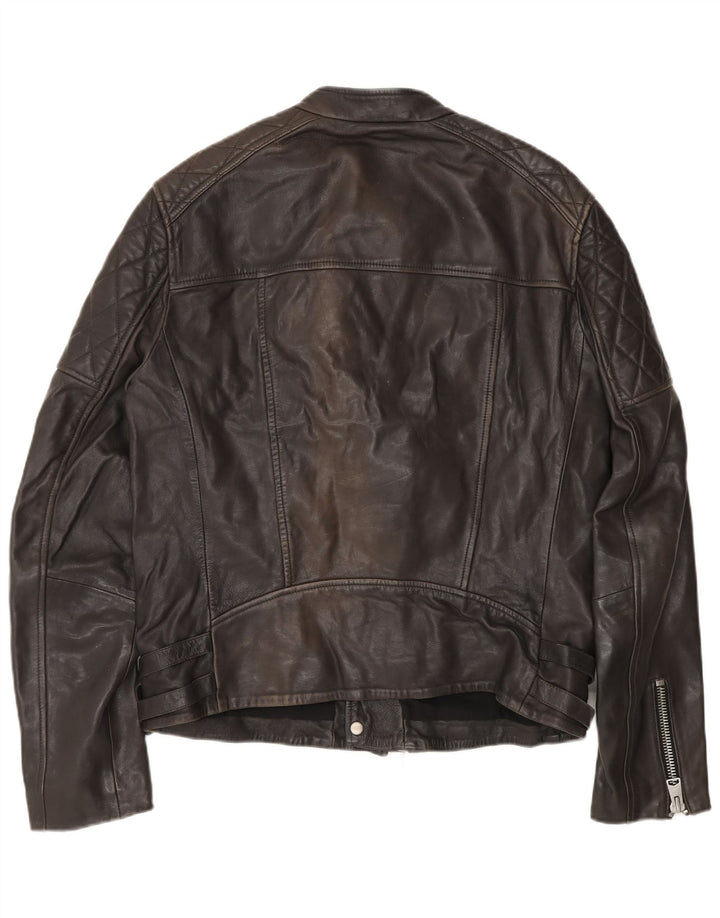 Giacca da motociclista in pelle da uomo All Saints UK 40 grande in pelle nera