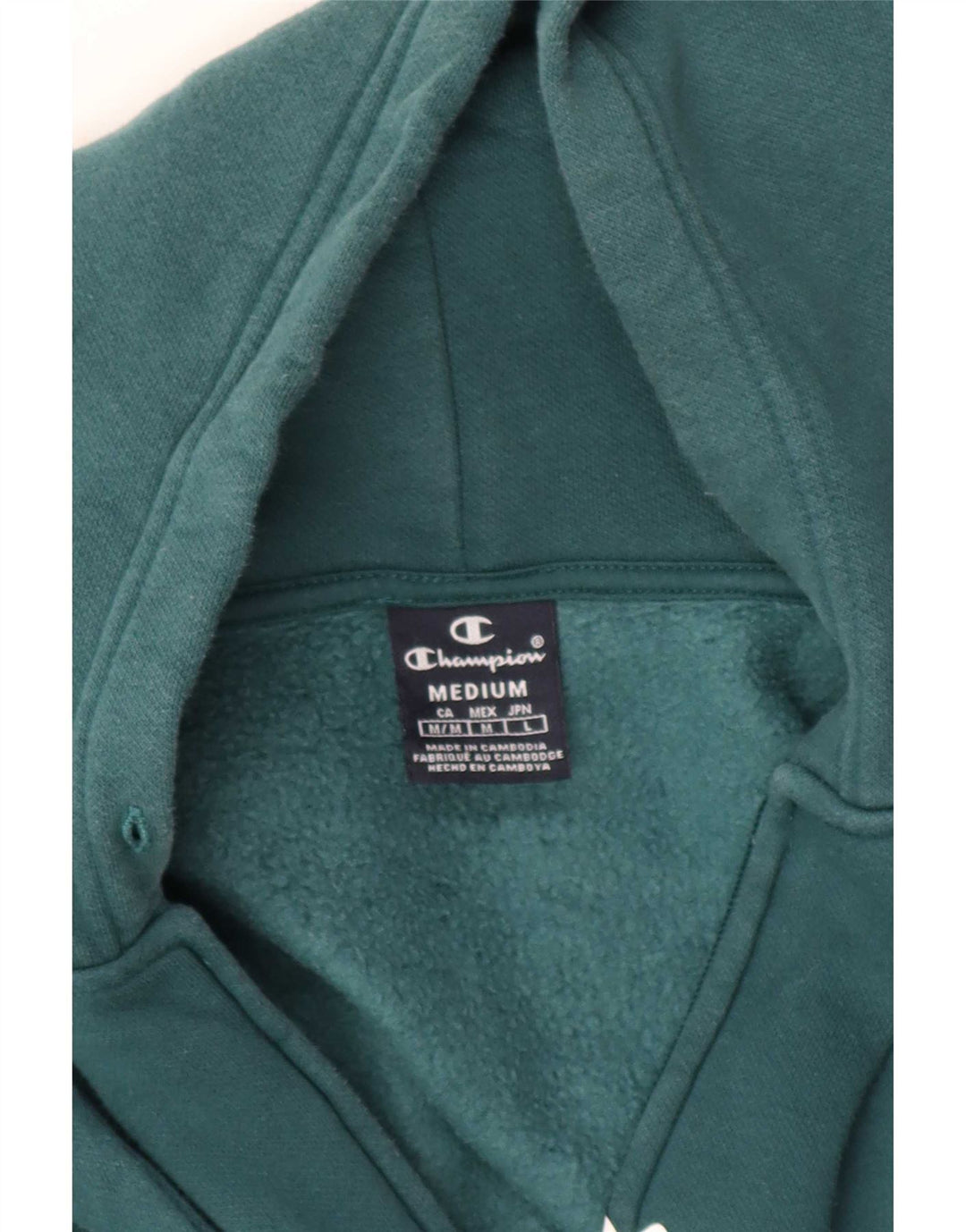Maglione con cappuccio e zip grafica da uomo Champion verde medio