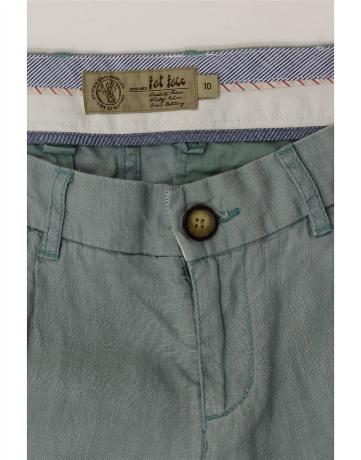 FAT FACE Pantaloni casual dritti da donna UK 10 Small W32 L25 Lino verde