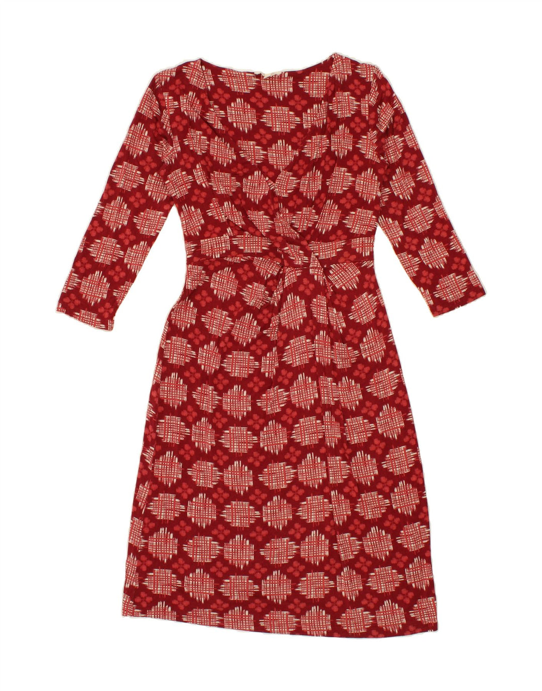 WHITE STUFF Womens 3/4 Sleeve A-Line Dress UK 10 Small Red Geometric Vintage White Stuff and Second-Hand White Stuff from Messina Hembry 