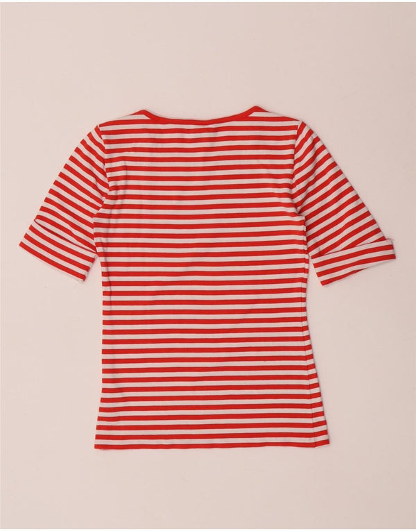 T-shirt da donna Ralph Lauren Top UK 12 cotone nautico a righe rosse medie
