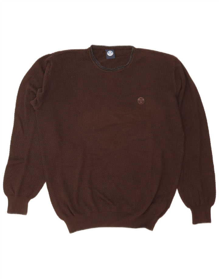 Maglione girocollo da uomo North Sails grande in cotone marrone