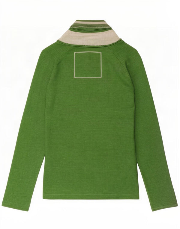 Desigual Donna Top Manica Lunga UK 10 Piccolo Verde Cotone