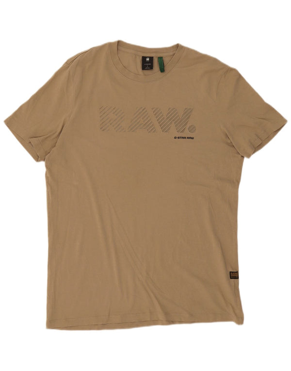 T-shirt grafica da uomo G-Star Top grande in cotone beige
