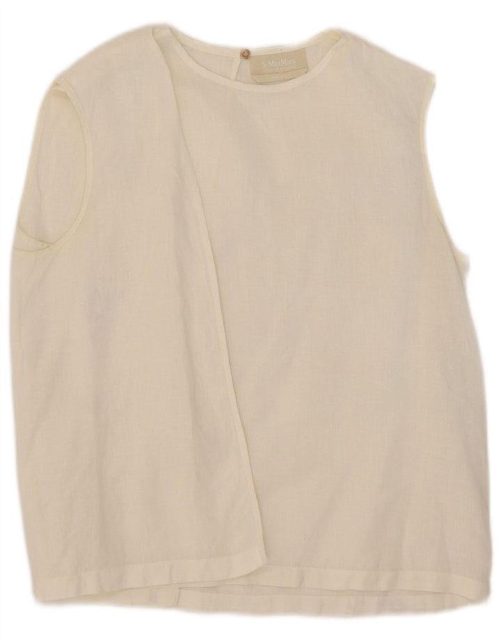 Top camicetta senza maniche da donna Max Mara UK 14 bianco medio