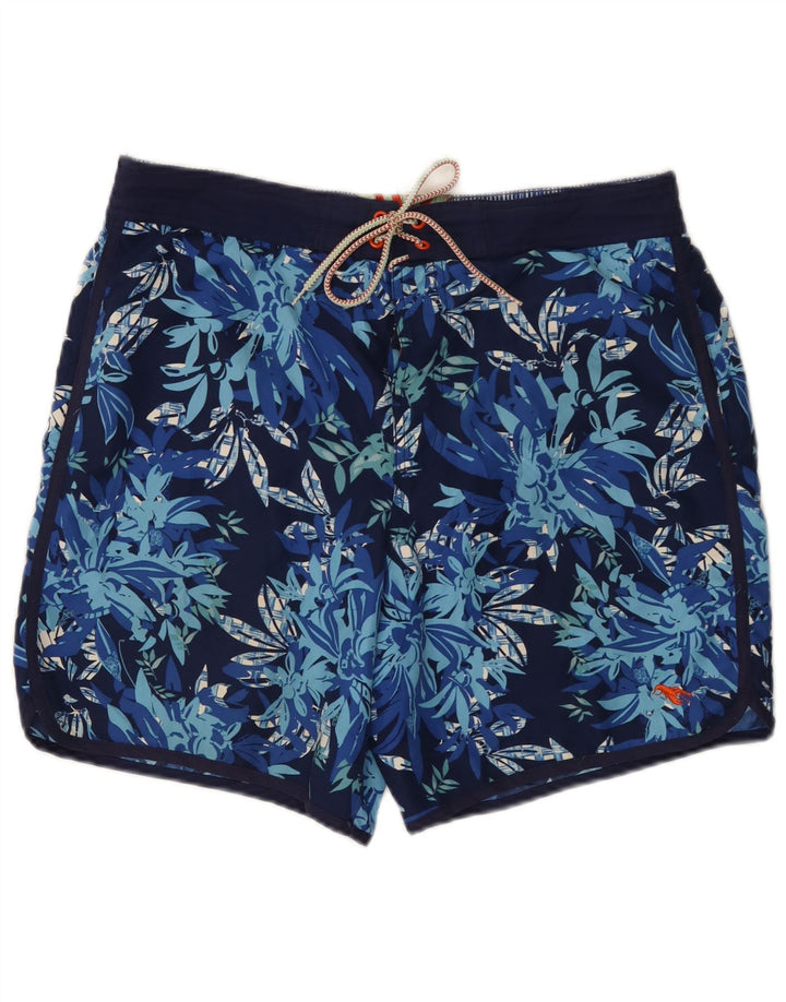Pantaloncini da bagno da uomo Ted Baker taglia 4 grande poliestere floreale blu navy