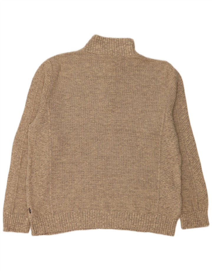 FAT FACE Maglione da uomo con zip e collo XL in cotone grigio