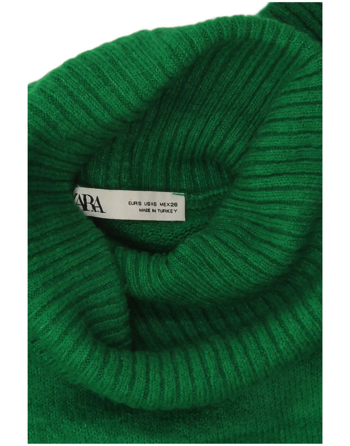 Maglione corto a collo alto oversize corto da donna Zara UK 10 piccolo verde