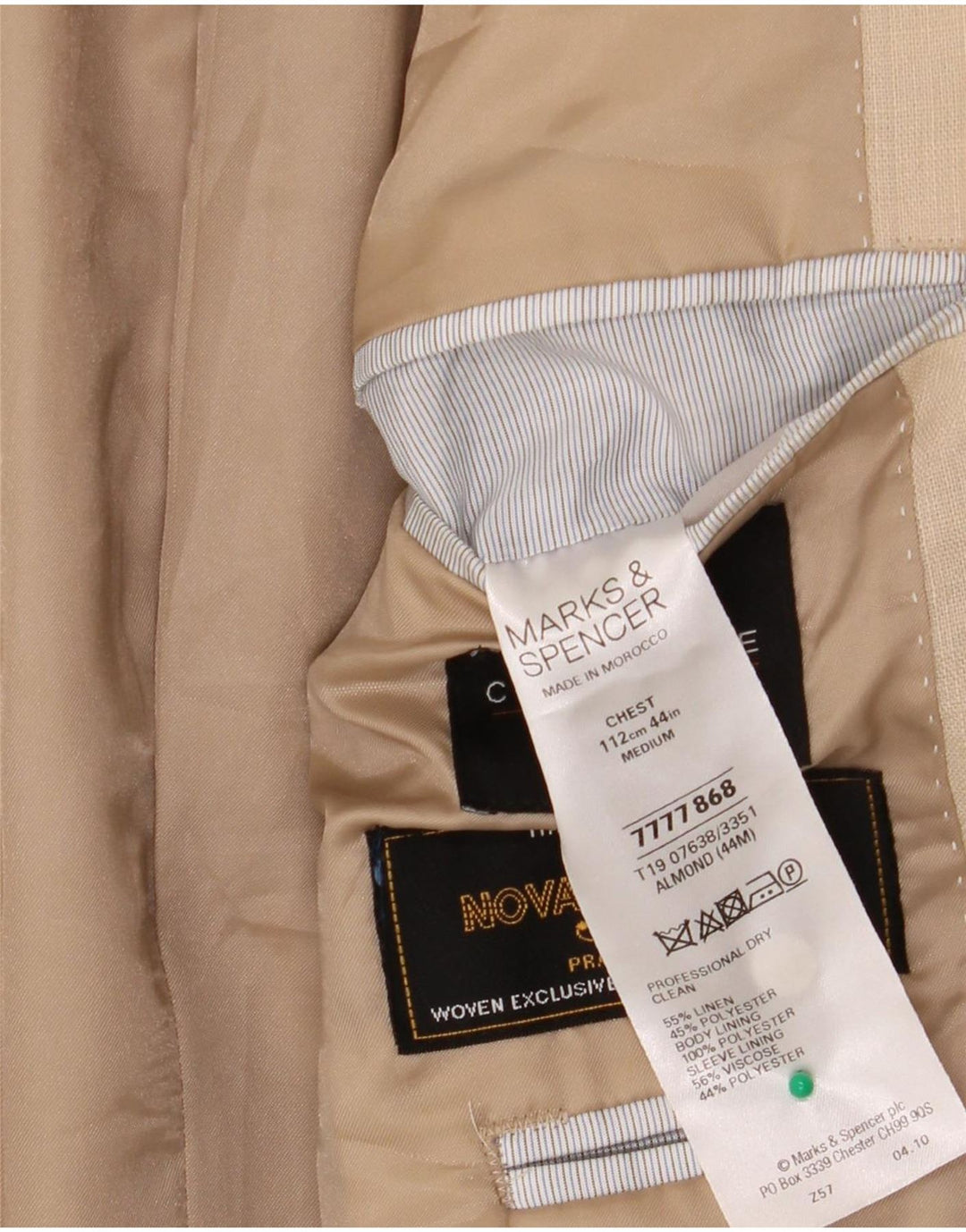 Giacca blazer a 2 bottoni da uomo Marks & Spencer UK 44 XL Lino beige