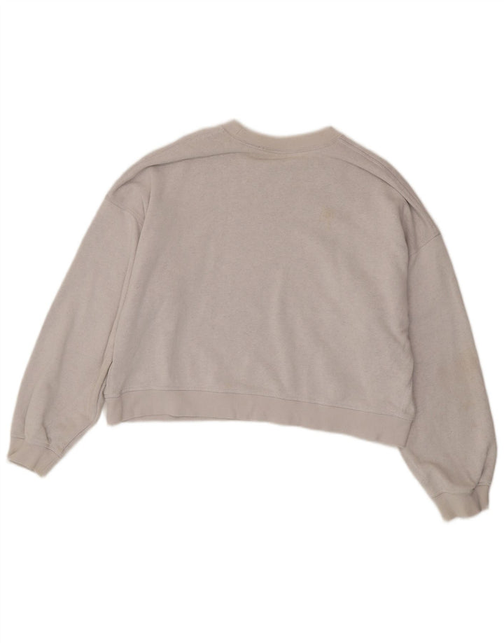 Felpa corta oversize da donna Nike, maglione UK 14, cotone grigio medio