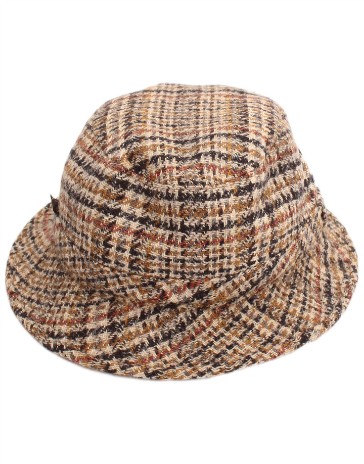 Cappello da pescatore vintage da uomo grande classico pied de poule beige