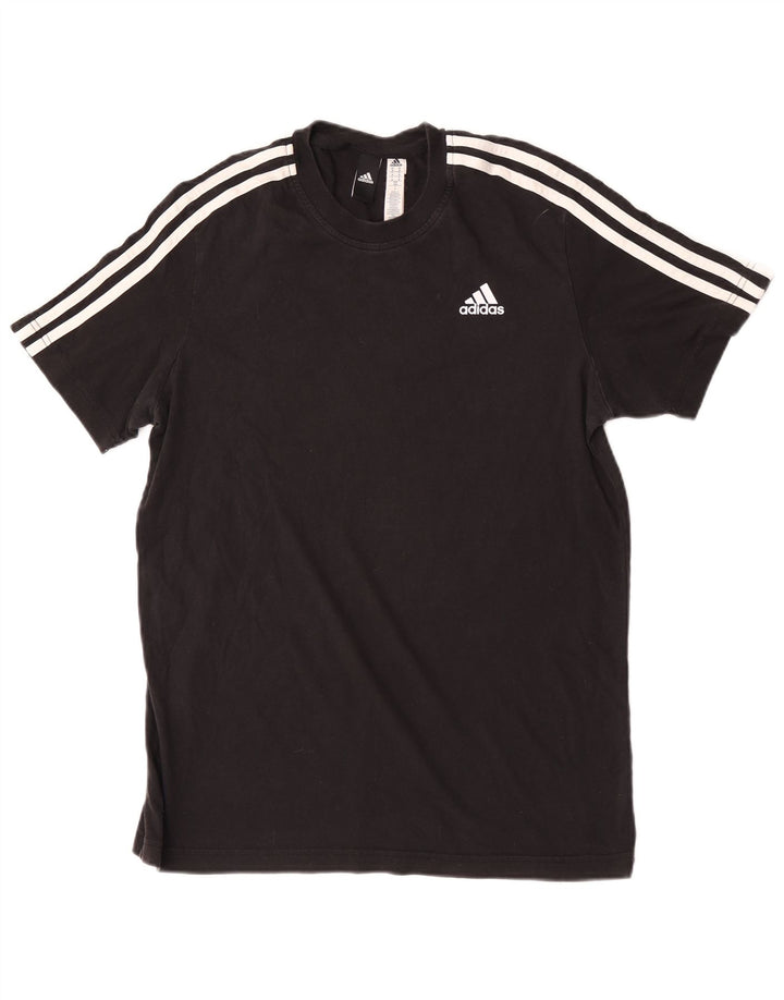 T-shirt Adidas da uomo Top media in cotone nero