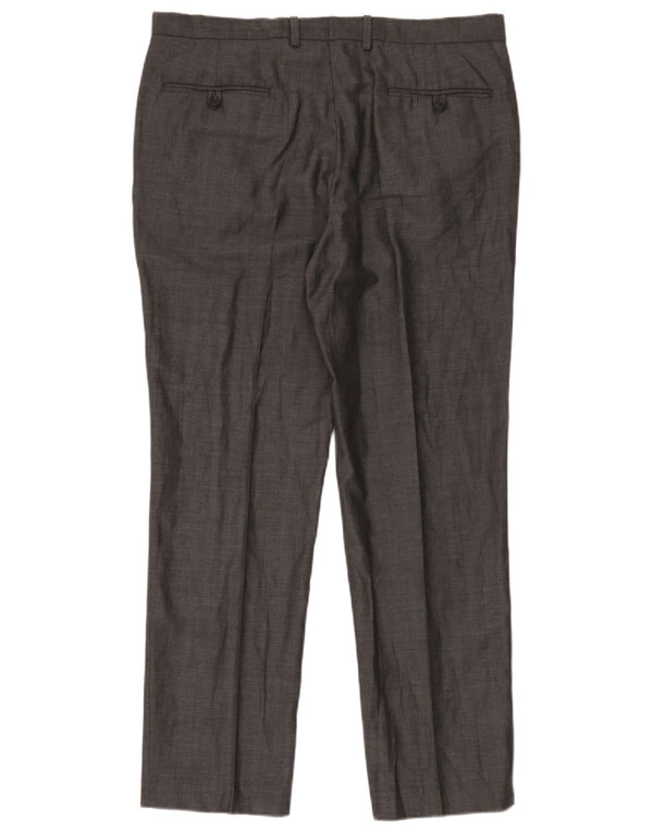 Pantaloni da abito dritti su misura da uomo Marks & Spencer W36 L31 a quadri grigi