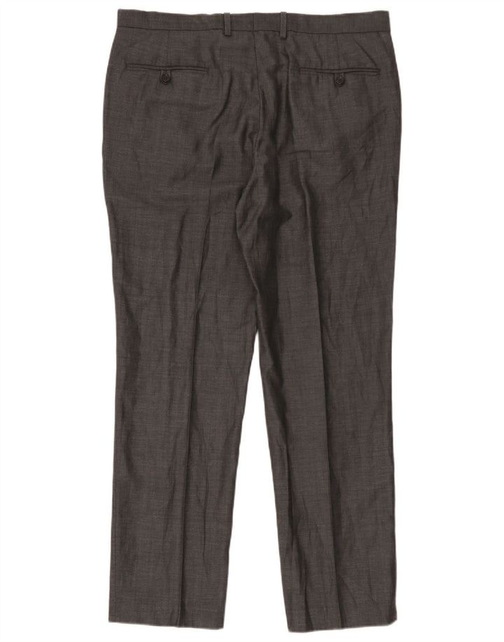 Pantaloni da abito dritti su misura da uomo Marks & Spencer W36 L31 a quadri grigi
