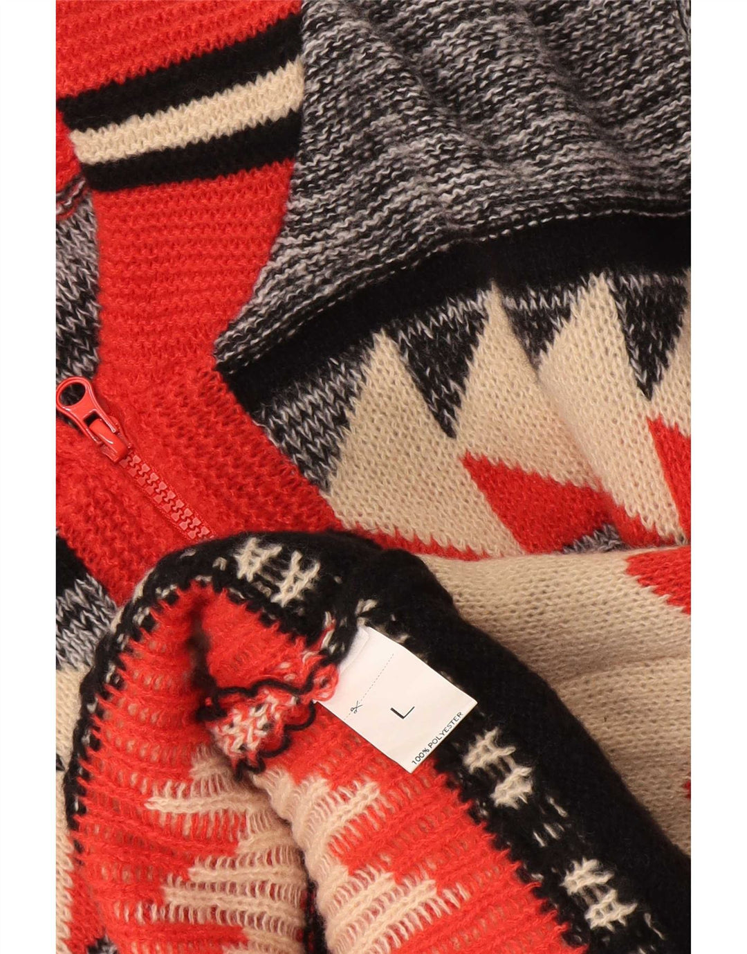 Maglione cardigan da uomo vintage grande poliestere geometrico multicolore