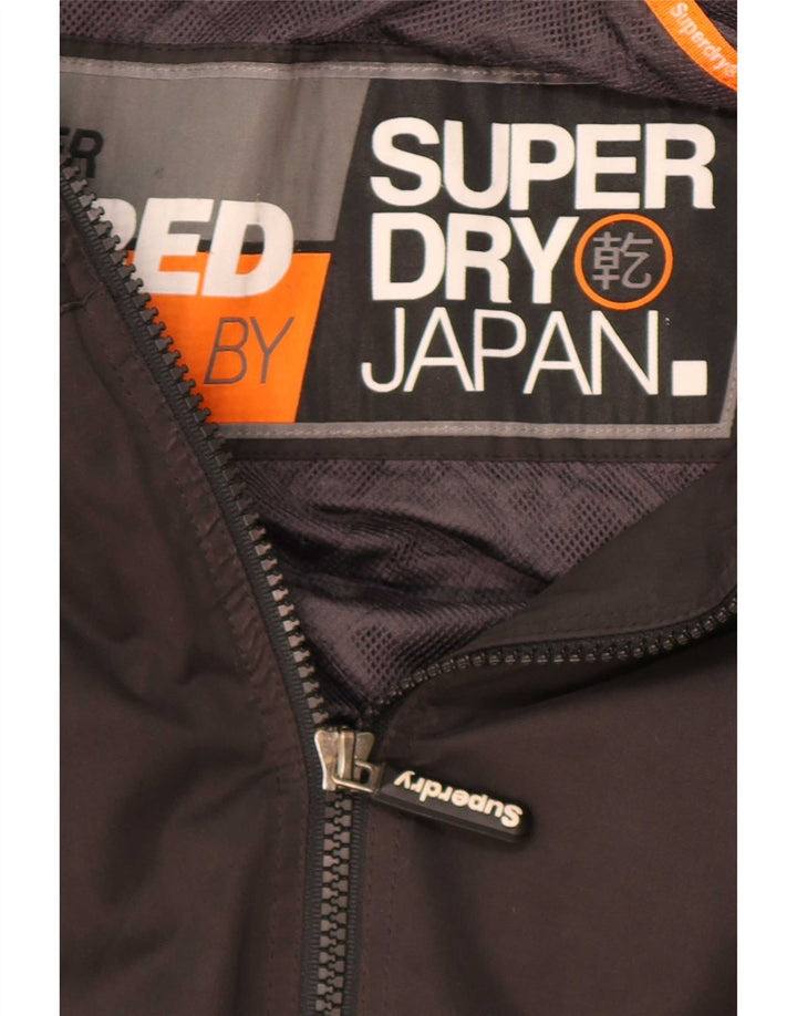 Giacca a vento con cappuccio da uomo Superdry UK 40 grande poliestere nero