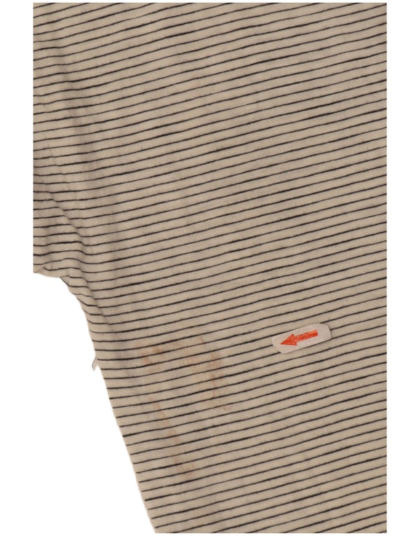 Boden Top oversize da donna manica 3/4 UK 10 piccolo cotone gessato bianco
