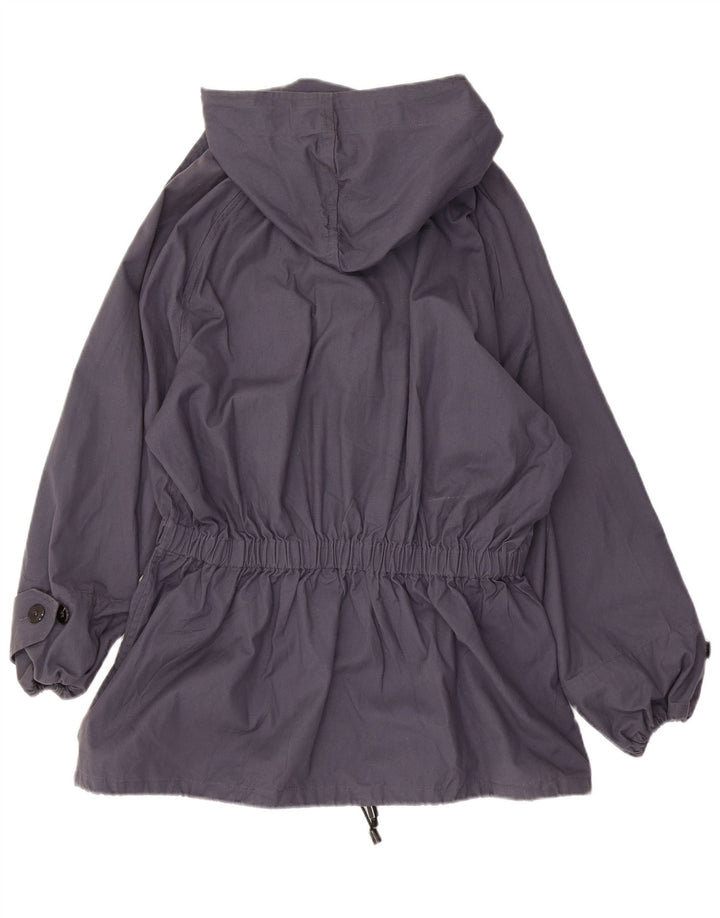 Giacca anorak da donna vintage con cappuccio IT 52 XL blu navy