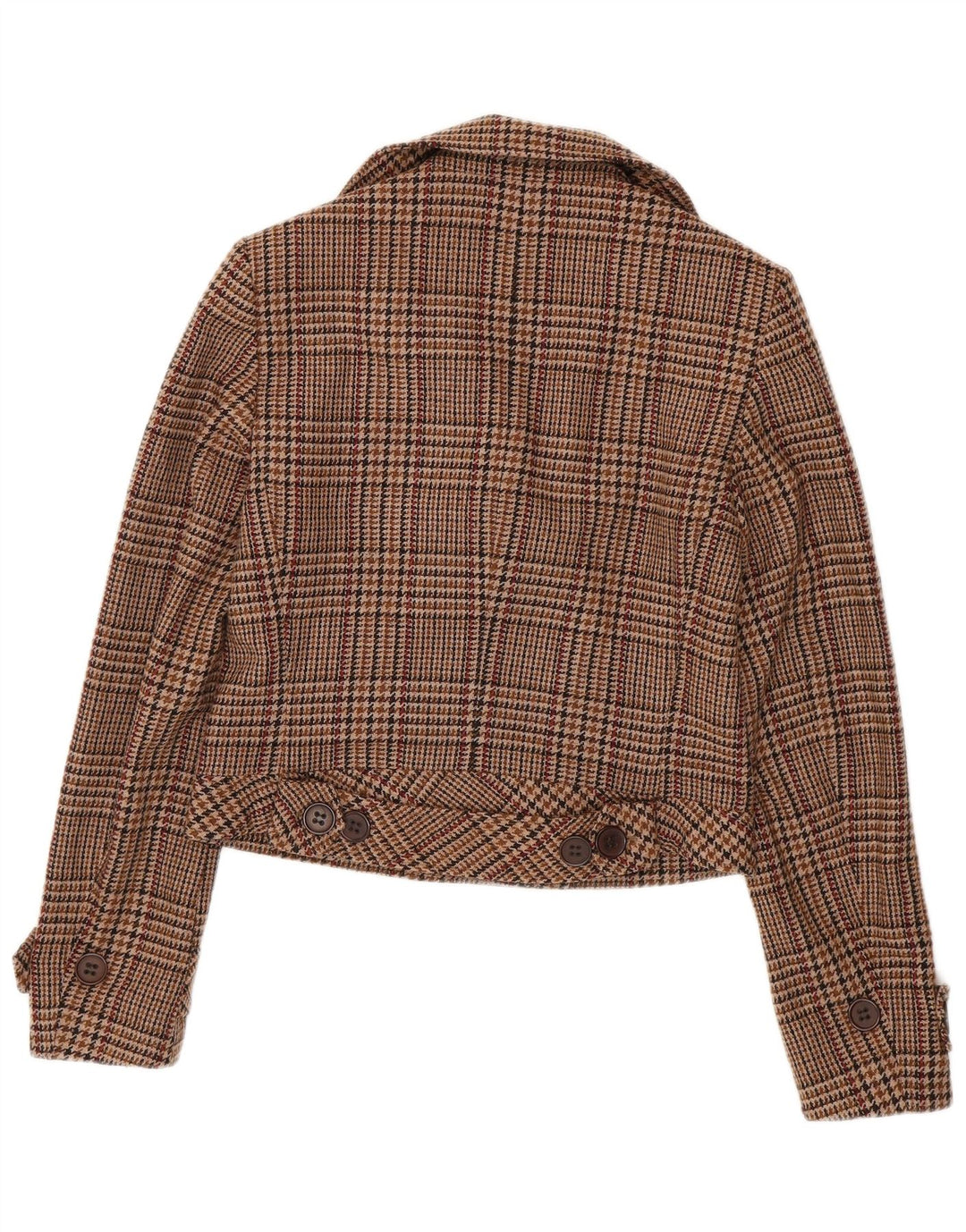 Cappotto da marinaio corto da donna Mexx UK 14 Lana vergine pied de poule marrone grande