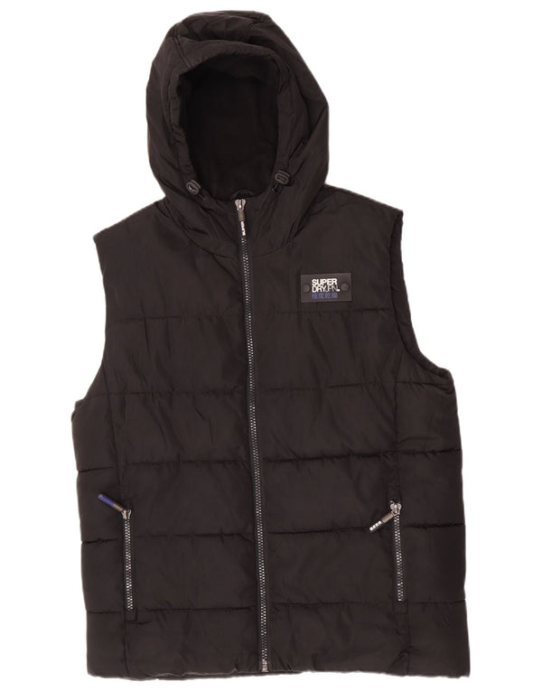 Gilet imbottito con cappuccio da uomo Superdry UK 42 XL poliestere nero