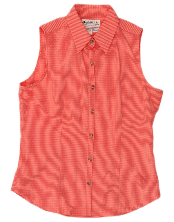 Columbia Womens Sleeveless Shirt UK 10 Small Pink Gingham Rayon