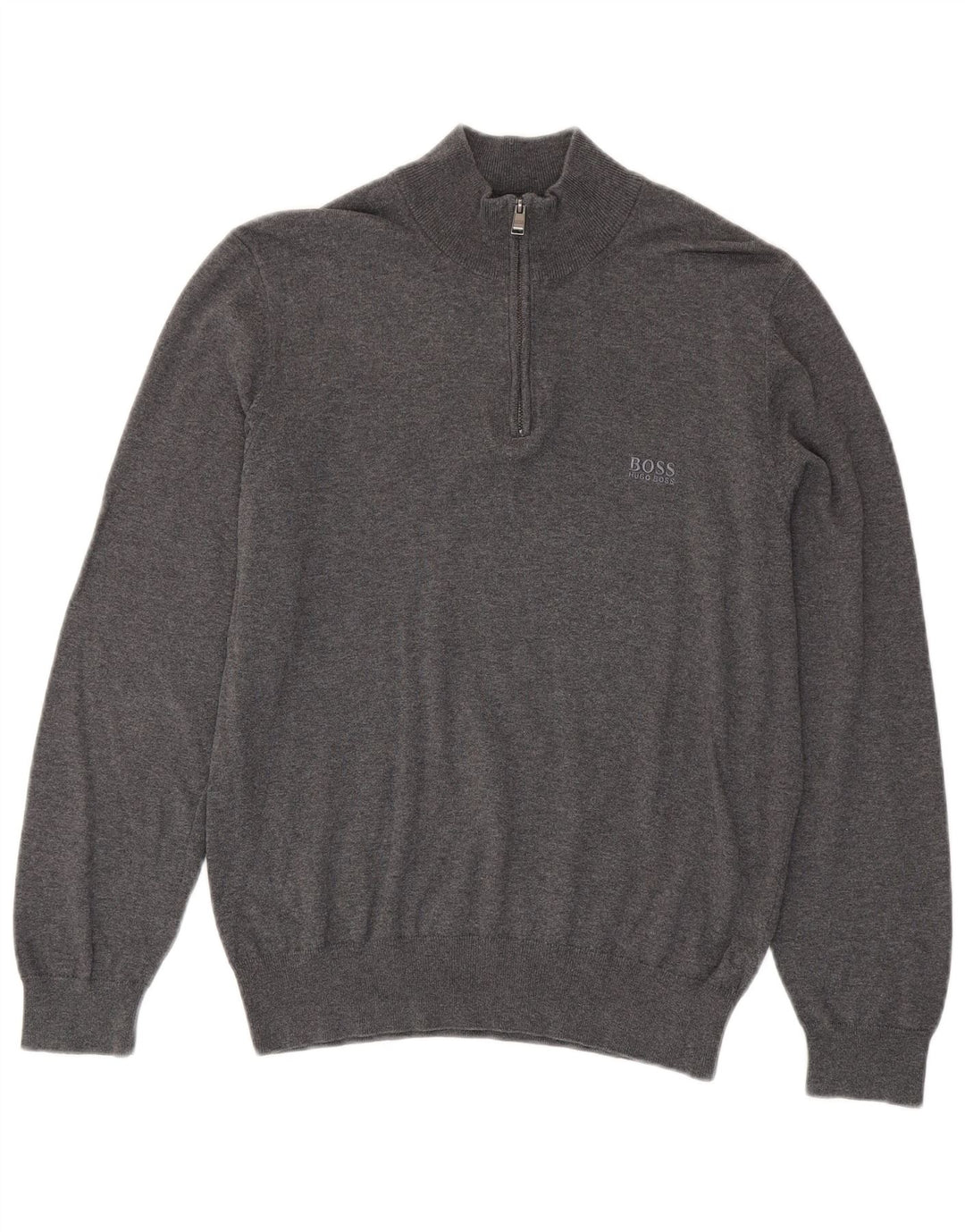 Maglione Hugo Boss da uomo con zip e collo piccolo in cotone grigio