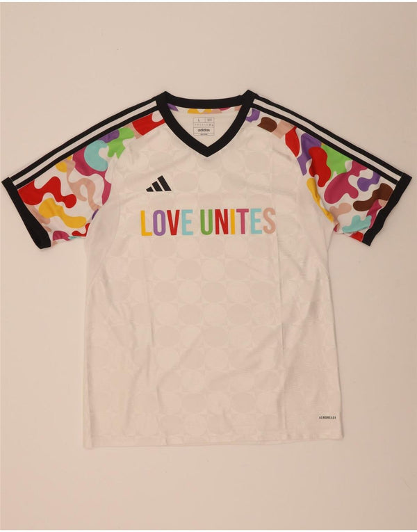 Adidas Uomo Aeroready Slim Fit T-shirt grafica Top Large bianco mimetico
