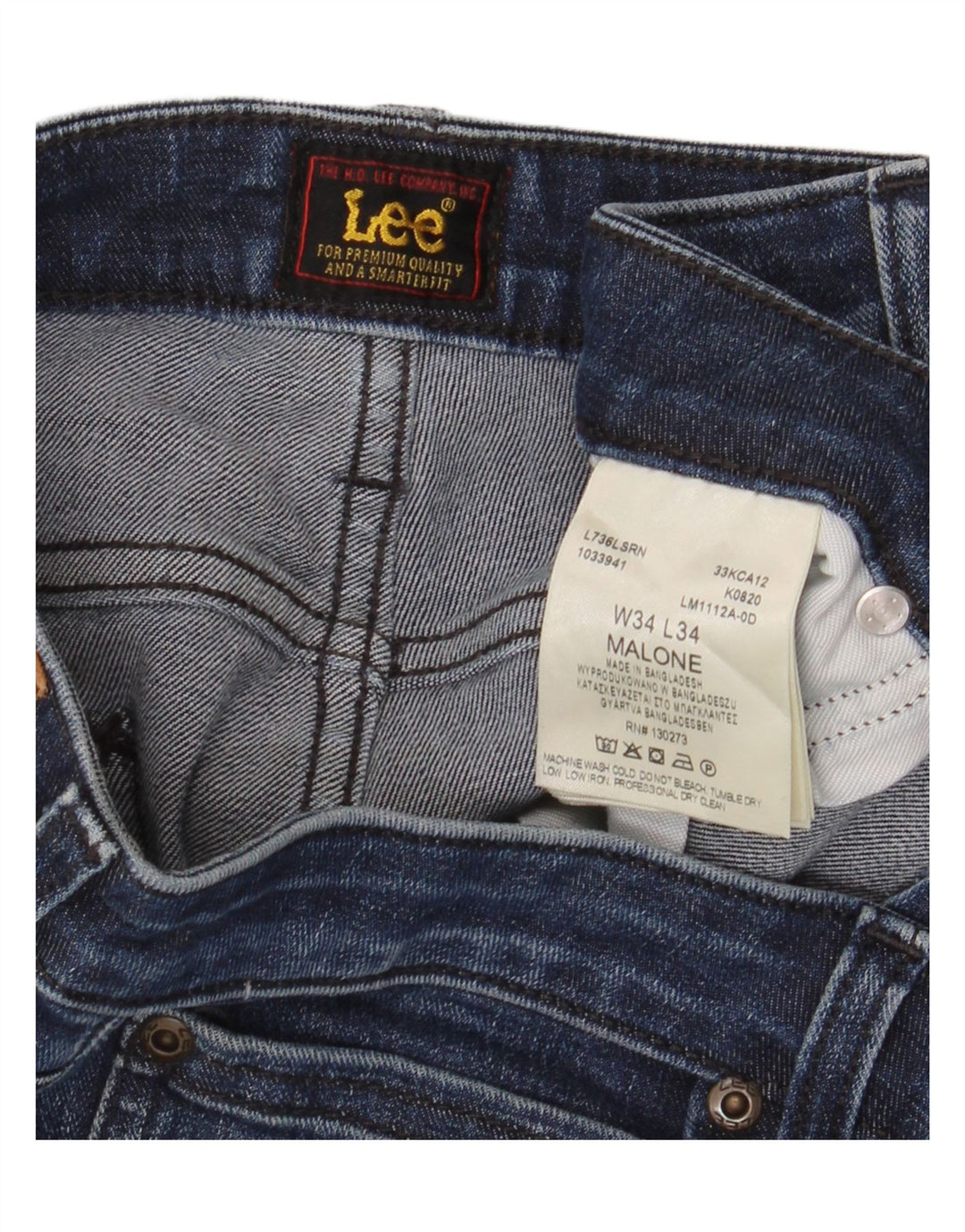 Jeans Lee Malone Slim da uomo W34 L34 cotone blu navy
