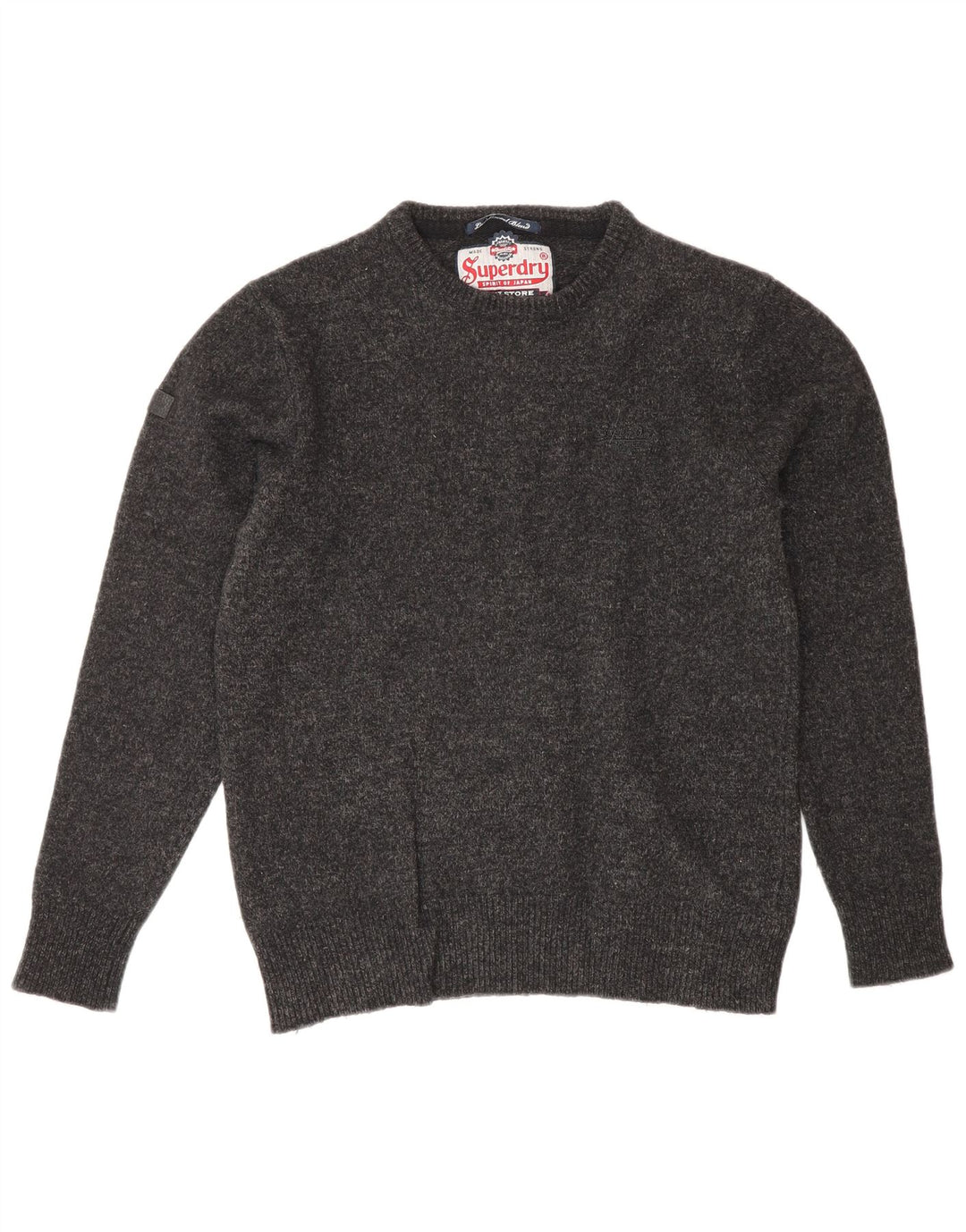 Maglione maglione girocollo da donna Superdry UK 14 grande grigio screziato