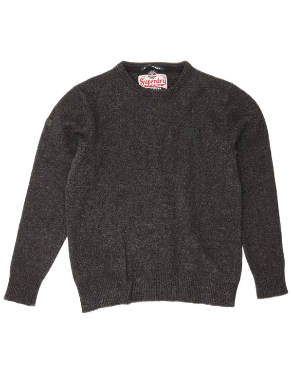 Maglione maglione girocollo da donna Superdry UK 14 grande grigio screziato