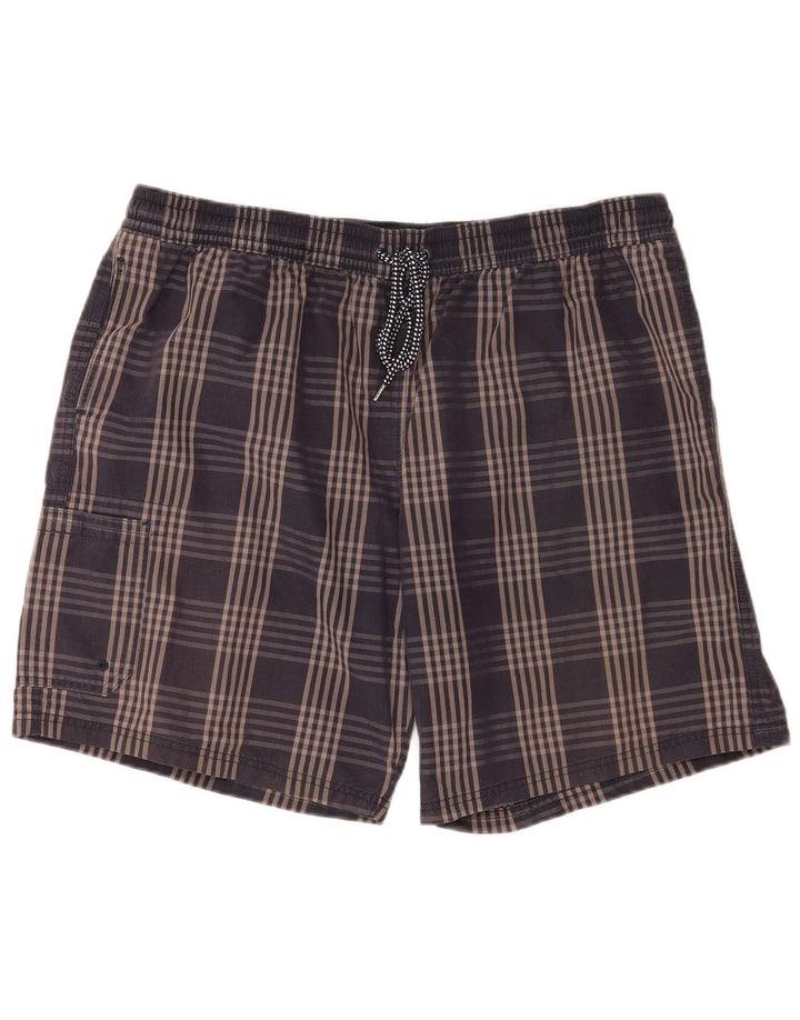 Pantaloncini da bagno cargo da uomo Marks & Spencer 2XL cotone a quadri blu navy