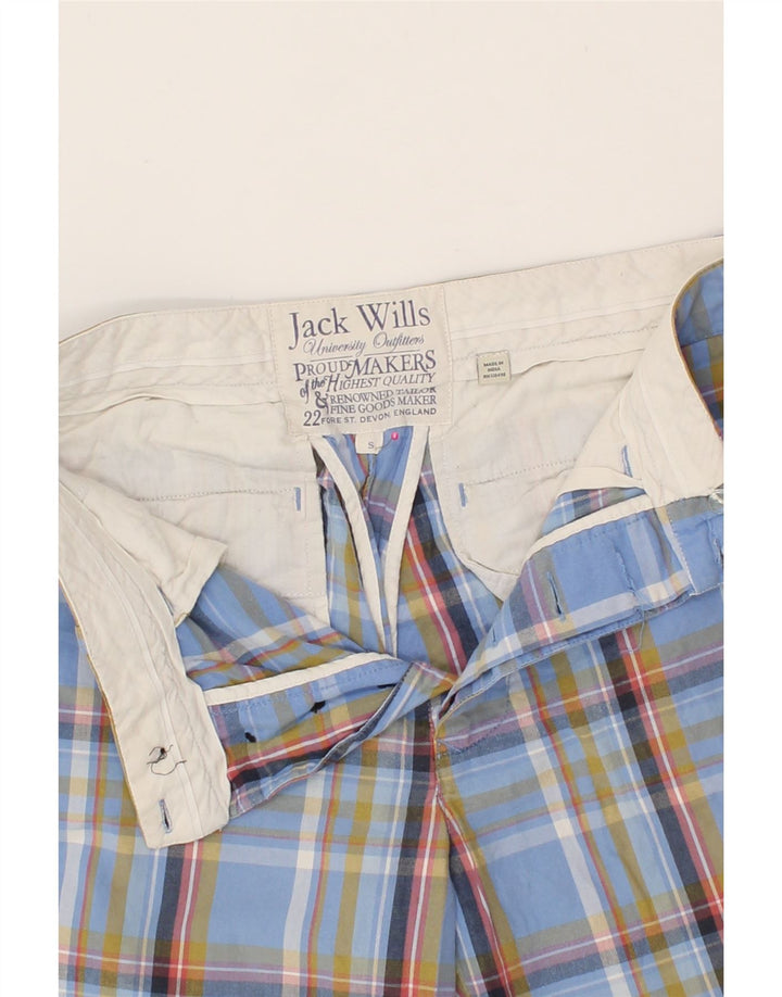 JACK WILLS Mens Chino Shorts Small W30  Blue Check Cotton Vintage Jack Wills and Second-Hand Jack Wills from Messina Hembry 