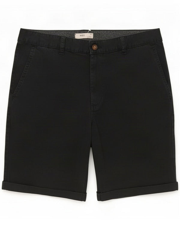 Marks & Spencer Womens Chino Shorts UK 12 Medium W34 Black Cotton