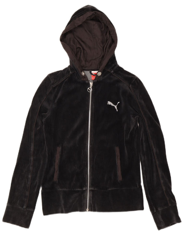 Felpa con cappuccio e zip in velluto da donna Puma UK 10 Small Nera