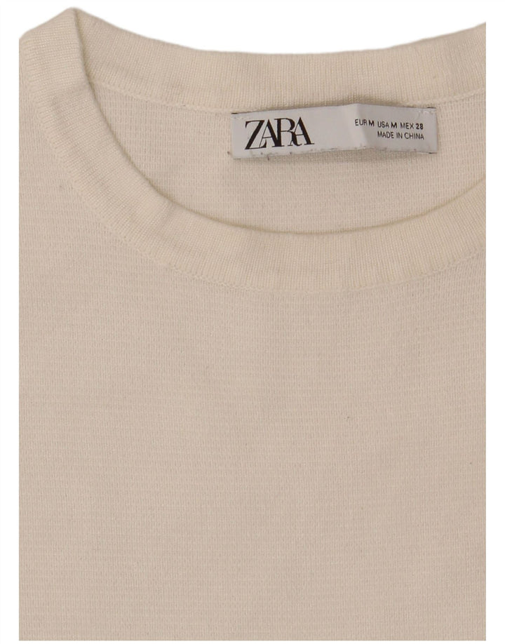 T-shirt corta da donna Zara UK 12 color block bianco medio