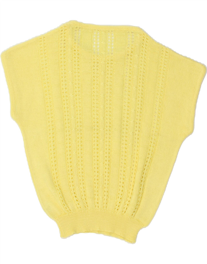 VINTAGE Womens Batwing Boat Neck Jumper Sweater UK 12 Medium Yellow Vintage Vintage and Second-Hand Vintage from Messina Hembry 