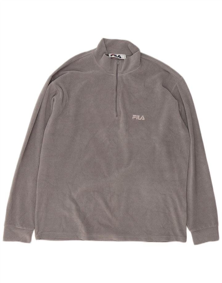 Maglione in pile da uomo FILA con zip e collo XL grigio