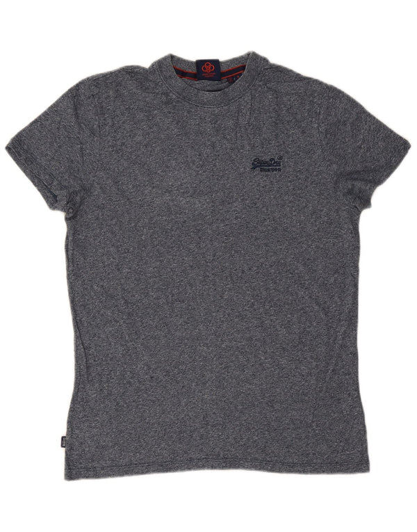 T-shirt da uomo Superdry Top Small in cotone screziato blu navy