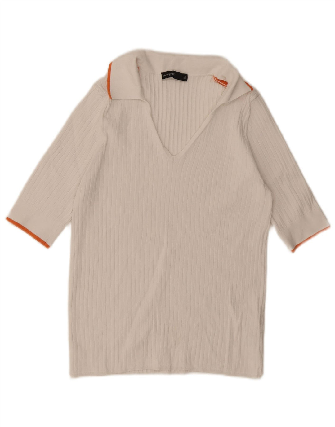 Polo da donna Marks & Spencer Autograph UK 14 viscosa bianca media