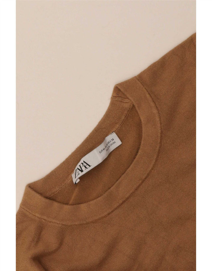 Maglione maglione girocollo da donna Zara UK 12 Marrone medio