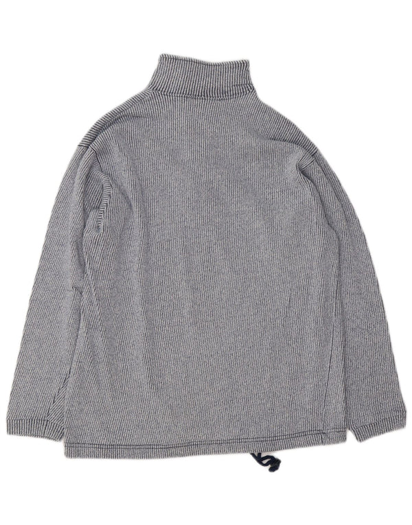 Champion Womens Zip Neck Jumper Sweater UK 14 Medium Blue Striped Cotton