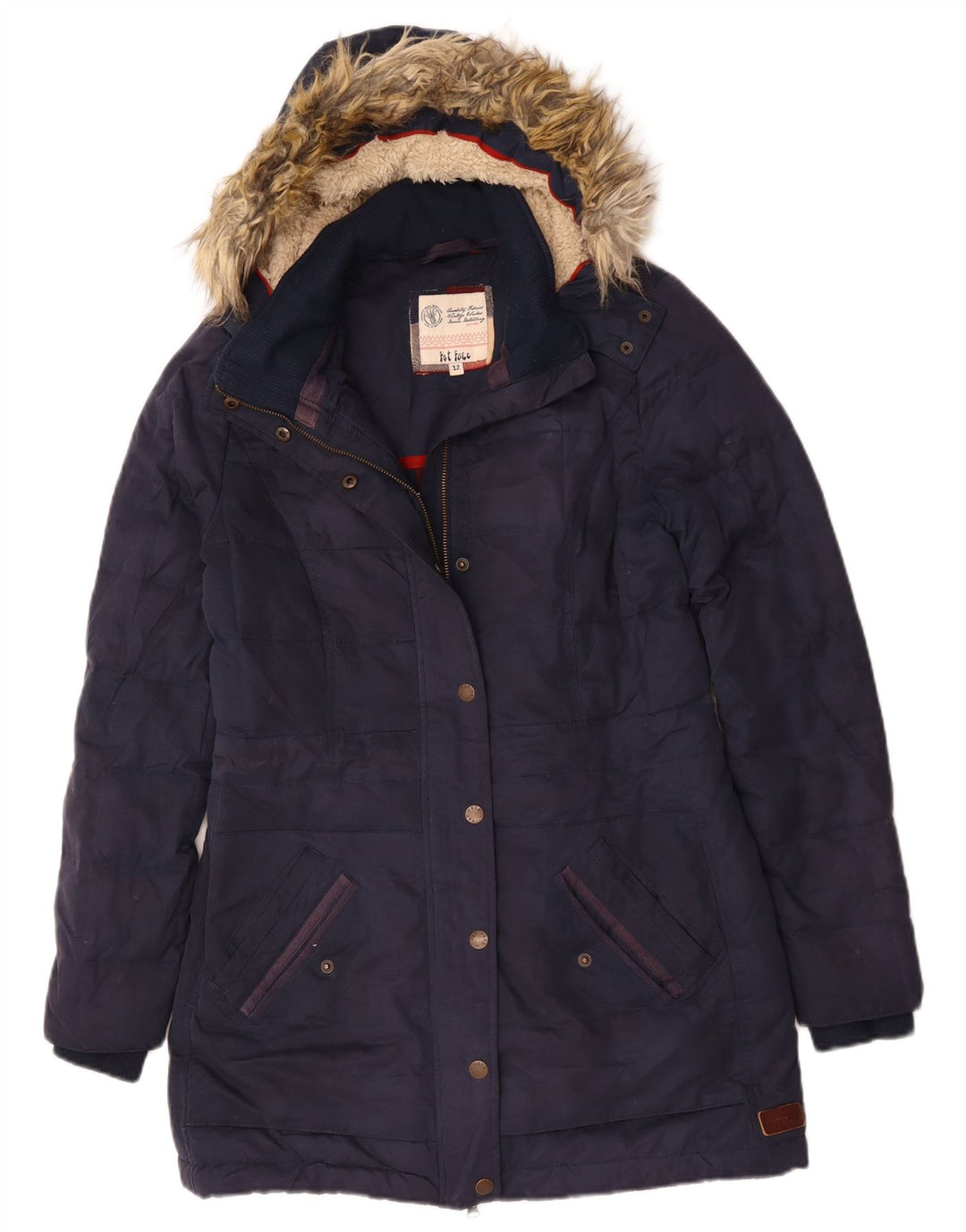 Giacca parka con cappuccio da donna Fat Face UK 12 medio blu navy poliestere invernale