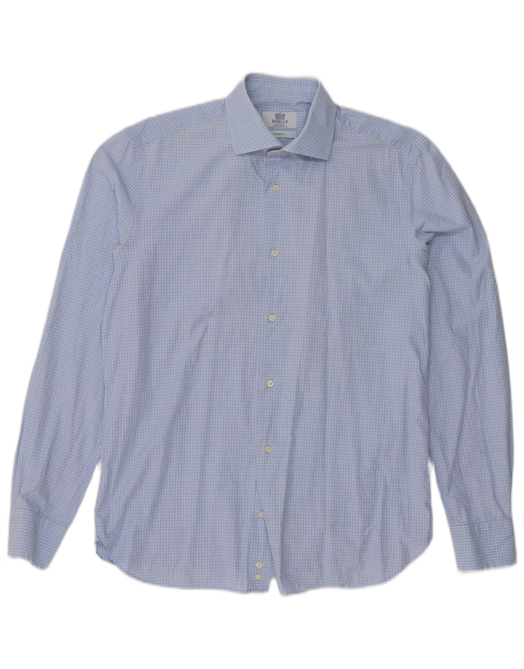 Camicia Boggi da uomo Milano vestibilità personalizzata taglia 39 15 1/2 percalle blu medio