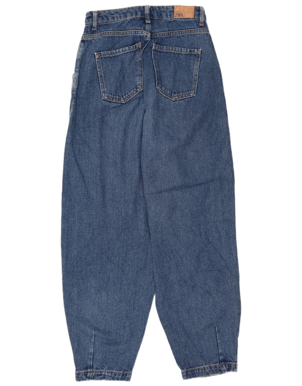 Jeans affusolati a vita alta a palloncino da donna Zara EU 34 2XS W24 L26 cotone blu