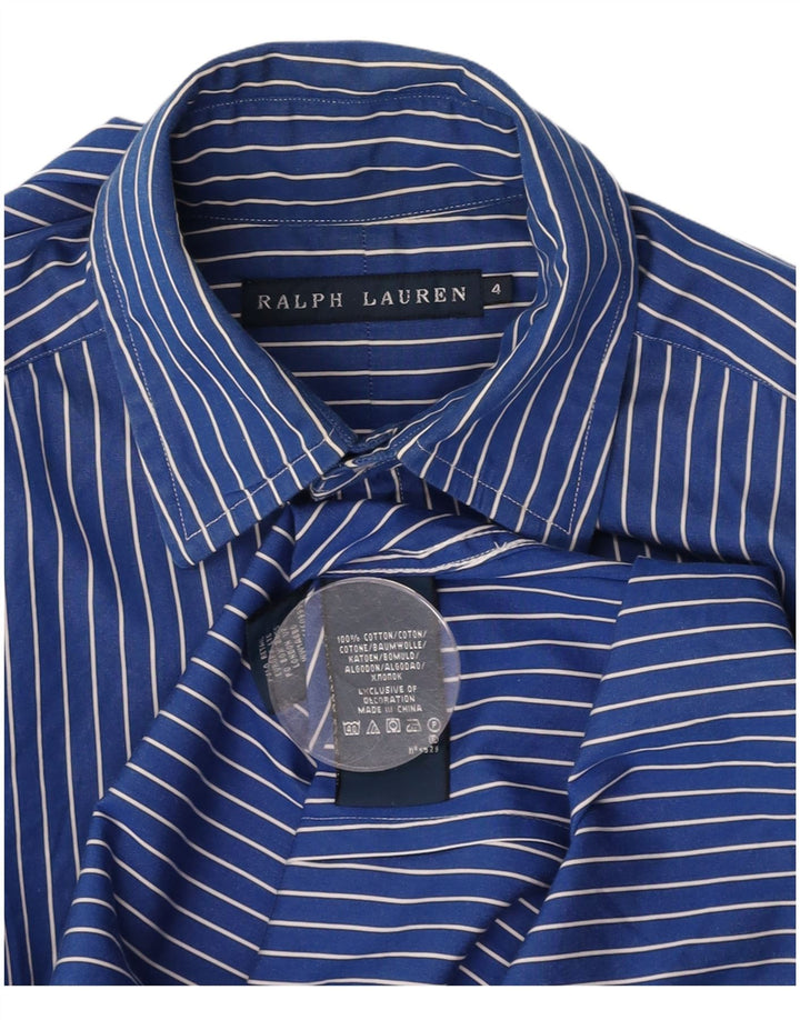 RALPH LAUREN Womens Graphic Shirt US 4 Small Blue Striped Cotton